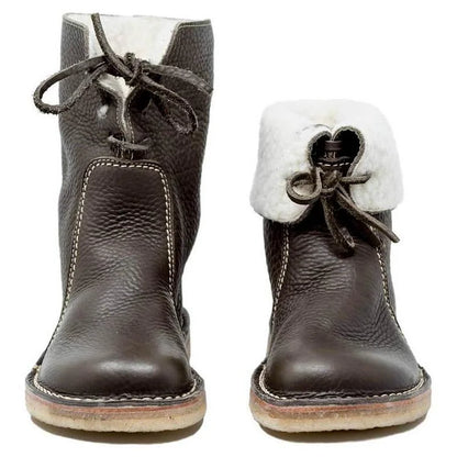 Velinova™ | Women’s Retro Plush Lace-Up Snow Boots