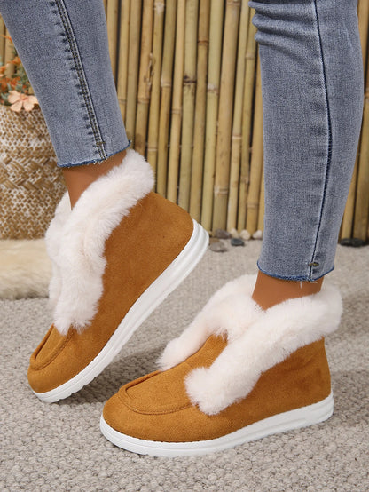 SnowLivia | Women’s Warm Plush Slip-On Snow Boots