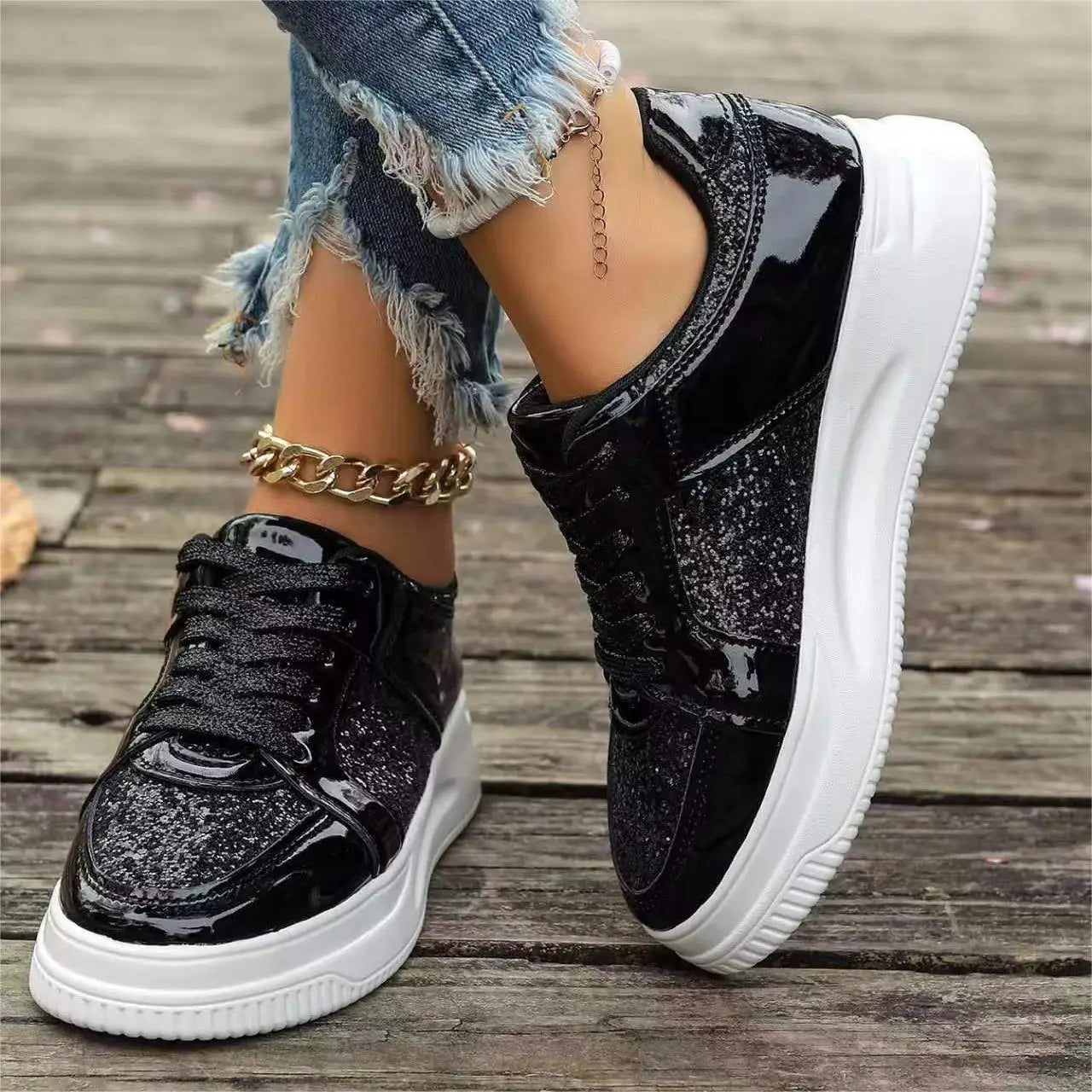 Faynelle | Women’s Sequin Platform Sneakers