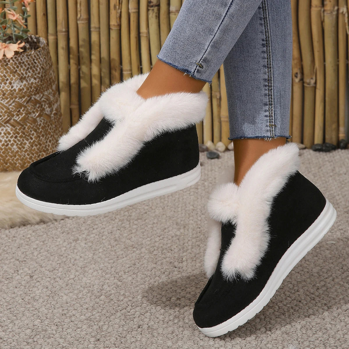 SnowLivia | Women’s Warm Plush Slip-On Snow Boots
