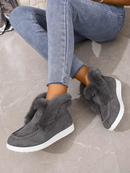 SnowLivia | Women’s Warm Plush Slip-On Snow Boots