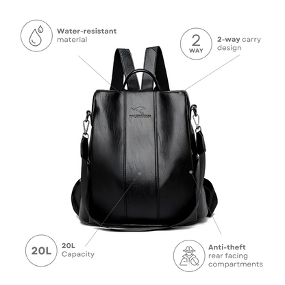 Women's Anti-Theft Leather Backpack