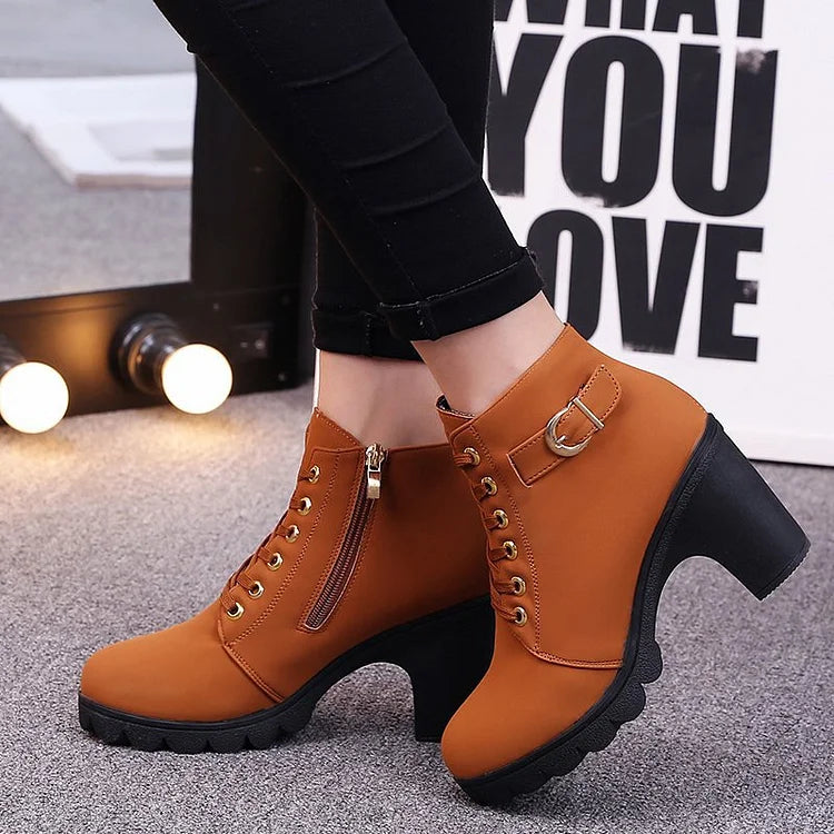 Lunvéra | Women’s Lace-Up High Heel Ankle Boots