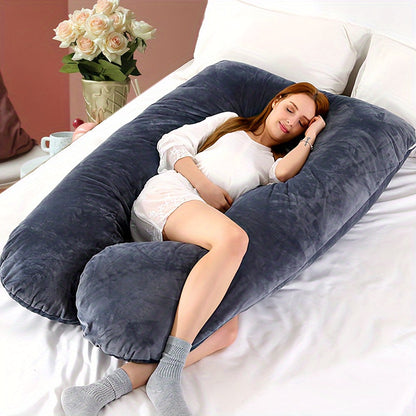 MumLuxe™ Luxurious Crystal Velvet U-Shaped Pillow for Pregnancy Support