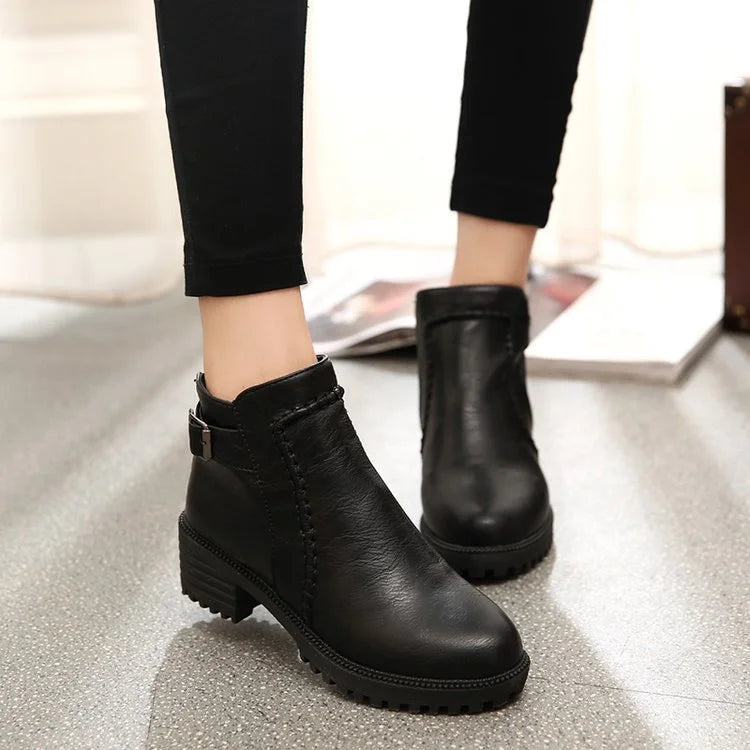 Liora™ | Women's Ankle Boots – Low Chunky Heels