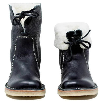 Velinova™ | Women’s Retro Plush Lace-Up Snow Boots
