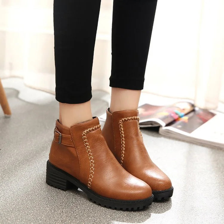 Liora™ | Women's Ankle Boots – Low Chunky Heels