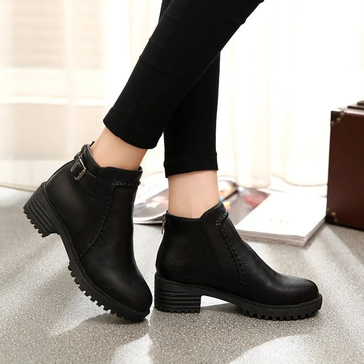 Liora™ | Women's Ankle Boots – Low Chunky Heels