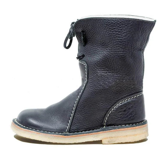 Velinova™ | Women’s Retro Plush Lace-Up Snow Boots