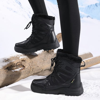 SnowEase | Women’s Winter Lace-Up Plush Ankle Boots