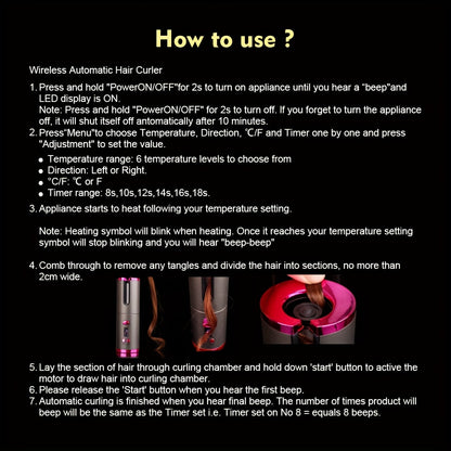 CurlFree™ | Portable Hair Curler – Rechargeable Wand with Auto-Off Safety Feature