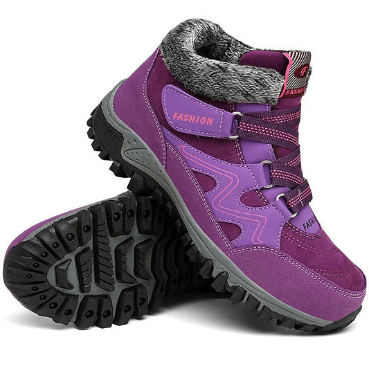 SnoVera™ | Winter Ankle Boots – Plush-Lined, Hook & Loop