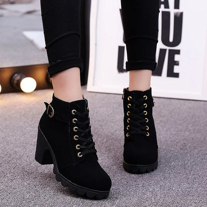 Lunvéra | Women’s Lace-Up High Heel Ankle Boots